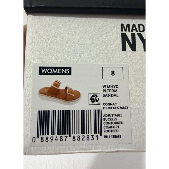 Madden NYC Womens Platform Sandals Brown Faux Leather Double Strap Adjustable Bu - Picture 8 of 12